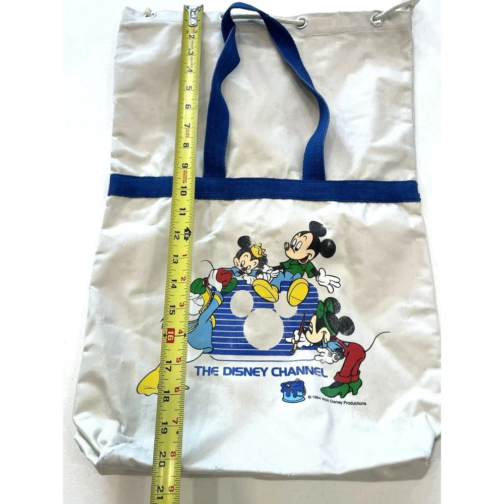 Vintage 1994 Disney Channel Bucket Draw String Beach Bag Mickey‎ Mouse Travel